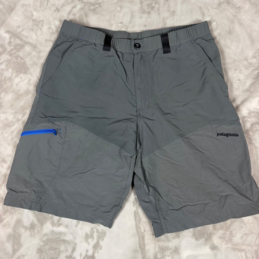 Patagonia Worn Wear Mens Gray Recycled Nylon Stretch Hiking Cargo Shorts Large